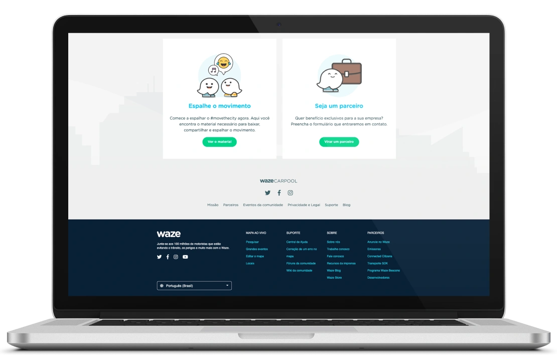 Reprodução página promocional do movimento #movethecity | Waze Carpool México
