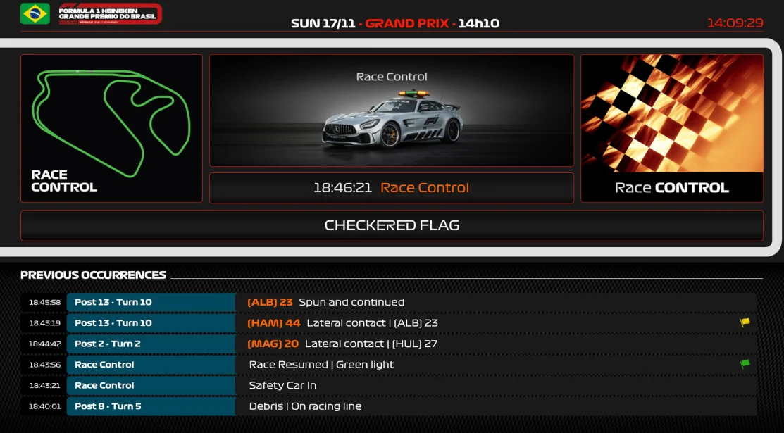 Reprodução do Race Control System