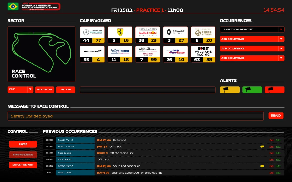 Reprodução do Race Control System