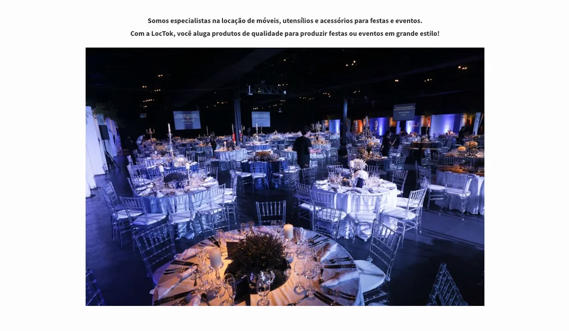 Evento produzido com os móveis e utensílios da LocTok | Reprodução site